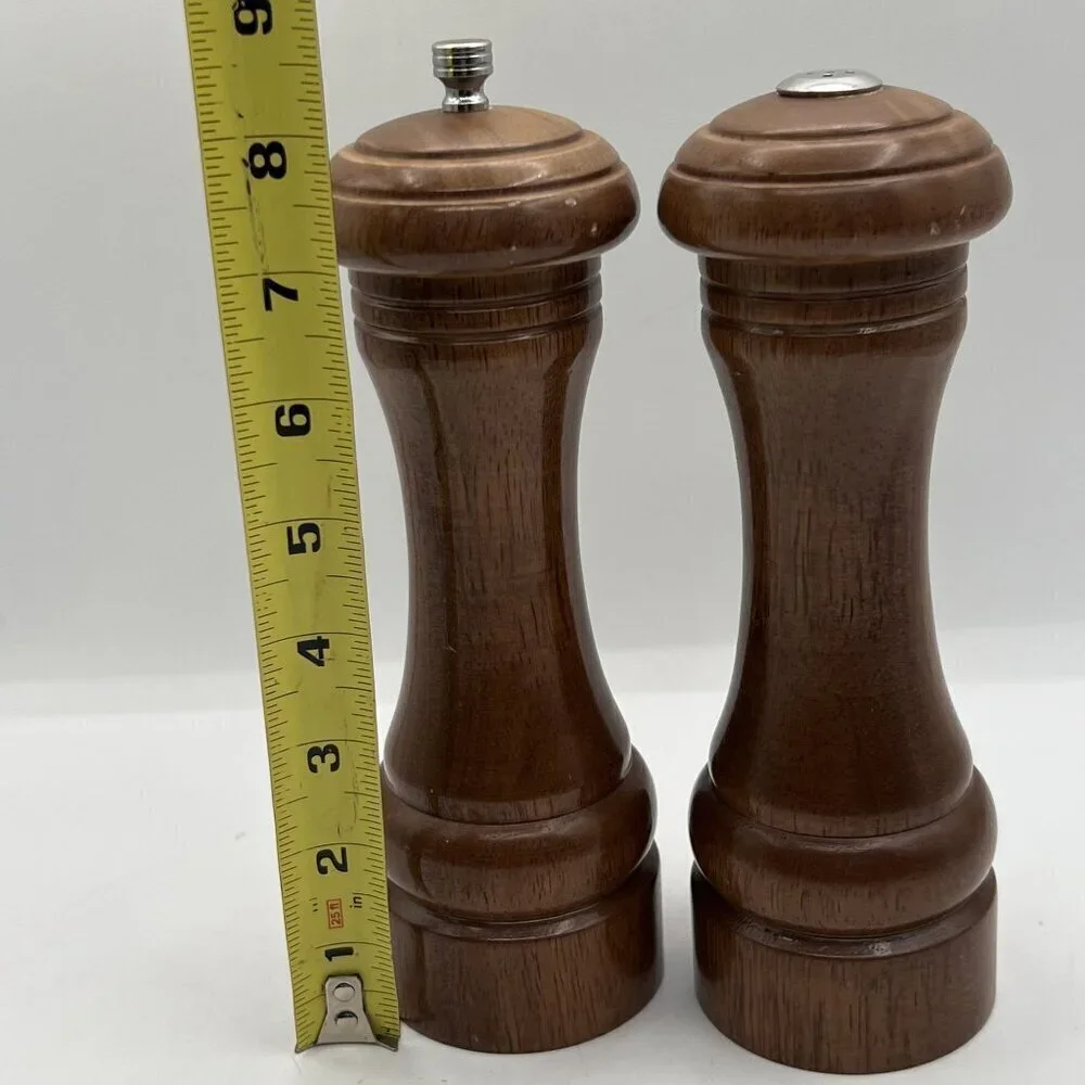 Olde Thompson Walnut Wood Vintage USA Salt Pepper Grinder Set 8.5